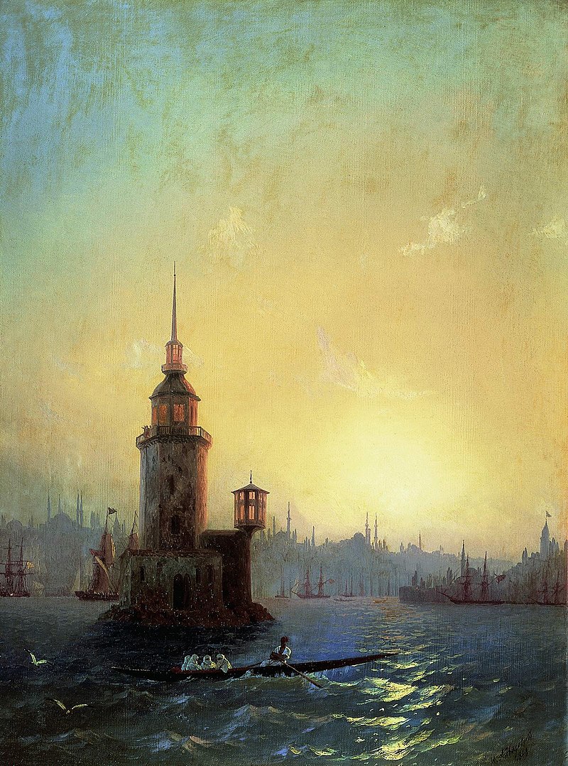 Rus ressam Ivan Aivazovsky tarafindan yapilmis bir Kiz Kulesi calismasi 1848 gezenkediler